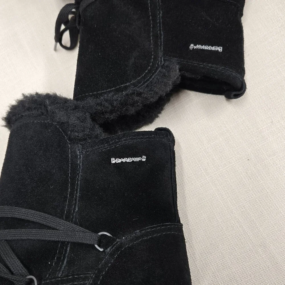 BEARPAW Retro Mondi Youth Ankle Boot, Kid's Lace-up Boot Cow Suede Sz 4 NWT $79
